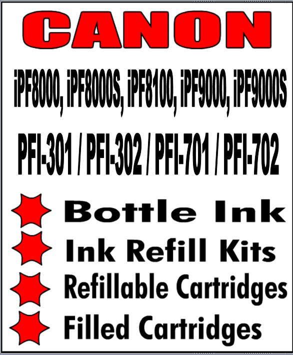 Compatible Products For Canon imagePROGRAF iPF8000, iPF8000S, iPF8100, iPF9000, iPF9000S, and iPF9100 Printers