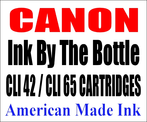 Compatible Ink By The Bottle For Canon Pro 100 and Pro 200  CLI 42 and CLI 65 Cartridges