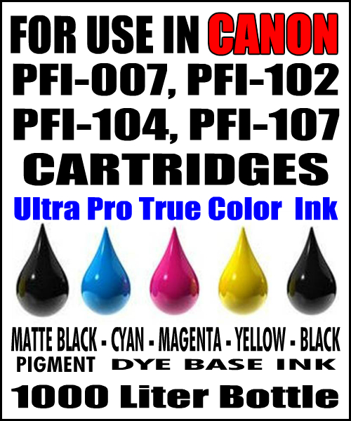 1000ML Bottle Of Compatible Ink For Canon PFI-007, PFI-102, PFI-104, PFI-107 Cartridges