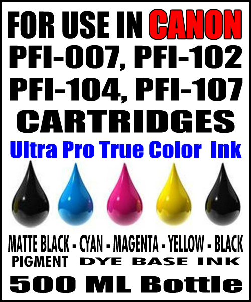 500 ML Bottle Of Compatible Ink For For Canon PFI-207, PFI-303, PFI-307, PFI-703, PFI-707 Cartridges 500 ML Bottle Of Compatible Ink For For Canon PFI-207, PFI-303, PFI-307, PFI-703, PFI-707 Cartridges