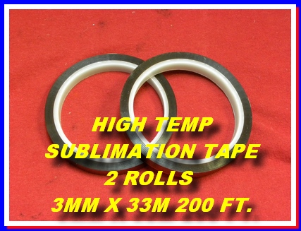 2 Rolls of High Temp Sublimation Tape 3mm x 100 Ft Per Roll