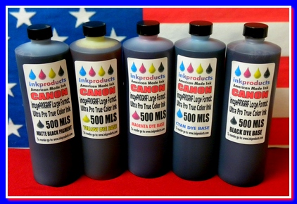 Compatible Refill Ink For CANON PFI-007, PFI-102, PFI-104, PFI-107 Cartridges, 5 X 500 ML Bottles, Matte Black, Black, Magenta, Cyan, Yellow