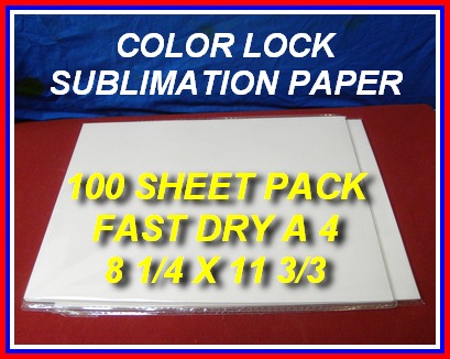 New Color Lock! True Color Dye Sublimation Paper 100 sheet Pack, Fast Dry A4