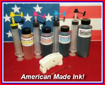 Compatible Ink Refill Kit For Brother Printers That Use The LC201, LC203, LC205, LC207 Cartridges, Includes Chip Resetter