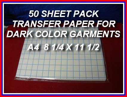 New! True Color Inkjet Heat Transfer Paper For Dark Color Garments A4 50 Sheet Pack 