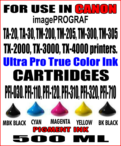 500 ML Bottle Of Compatible Ink For Canon imagePROGRAF TA-20, TA-30, TM-200, TM-205, TM-240, TM-300, TM-305, TM-340, TM-350, TM-355, TX-2000, TX-3000, TX-4000 printers 500 ML Bottle Of Compatible Ink For Canon imagePROGRAF TA-20, TA-30, TM-200, TM-205, TM-240, TM-300, TM-305, TM-340, TM-350, TM-355, TX-2000, TX-3000, TX-4000 printers