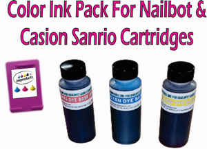 3 - 70 ML Bottle Color Ink Pack For Nailbot and Casio X Sanrio Cartridges