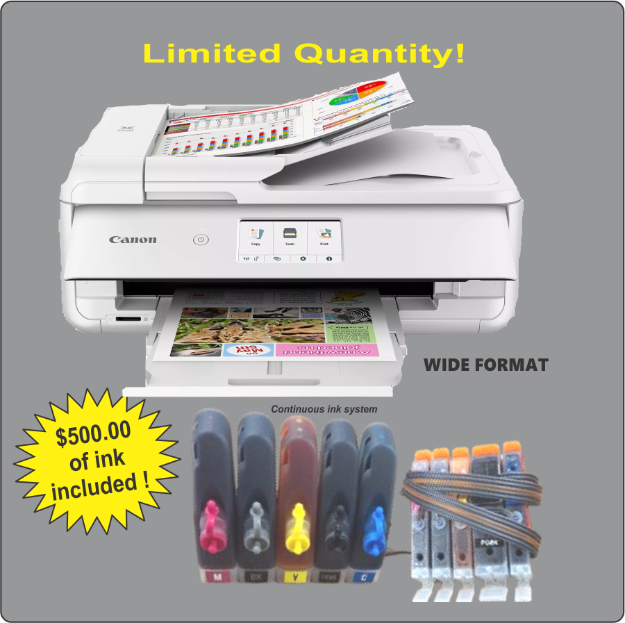 Canon TS9521Ca Printer and CIS Combo + Photo Paper 