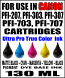 130 ML Bottle Of Compatible Ink For For Canon PFI-207, PFI-303, PFI-307, PFI-703, PFI-707 Cartridges