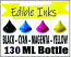 130 ML Bottle Of Compatible Edible Ink  For Epson  and Tank Printers