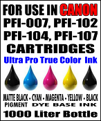 1000ML Bottle Of Compatible Ink For Canon PFI-007, PFI-102, PFI-104, PFI-107 Cartridges