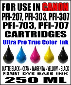 250 ML Bottle Of Compatible Ink For For Canon PFI-207, PFI-303, PFI-307, PFI-703, PFI-707 Cartridges