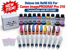 Deluxe Ink Refill Kit For Canon imagePROGRAF Pro 310 , Compatible with PFI-5100