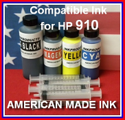 Ink Pack For Use In HP 910 Cartridges, CIS, 3- 70 ml bottles Color, 1 - 130 ml Black Ink