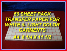 New! True Color Inkjet Heat Transfer Paper For White, Light Color Garments A4 50 Sheet Pack 